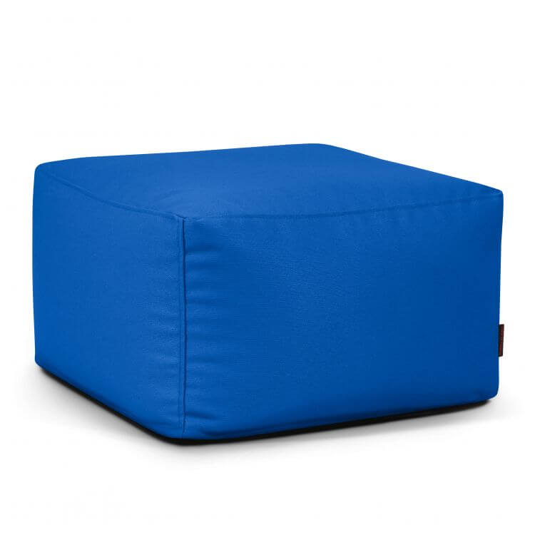 Un uff cuadrado de tejido lavable y resistente al fuego 70×70×40 cm, diseño compacto SOFTBOX PROFUSE, sirve como asiento ergonómico en interiores. Se muestra sobre fondo blanco.