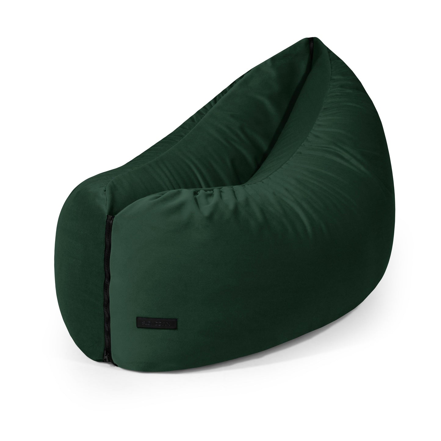 El CLIP CLAP 115 BARCELONA es un puff de terciopelo verde oscuro (115×90×75 cm) con una suave funda de terciopelo, ideal para salones o dormitorios modernos, que se muestra sobre un fondo blanco.