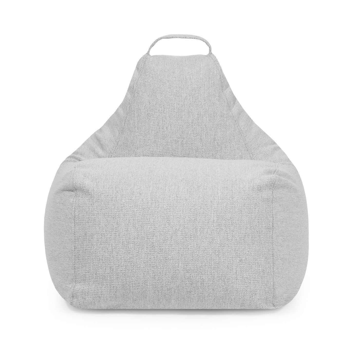 Bean Bag Play Dunes gris claro - uso exterior con respaldo y asa de transporte, una funda lavable, mostrada de frente sobre fondo blanco-perfecta para un puff cómodo y práctico.