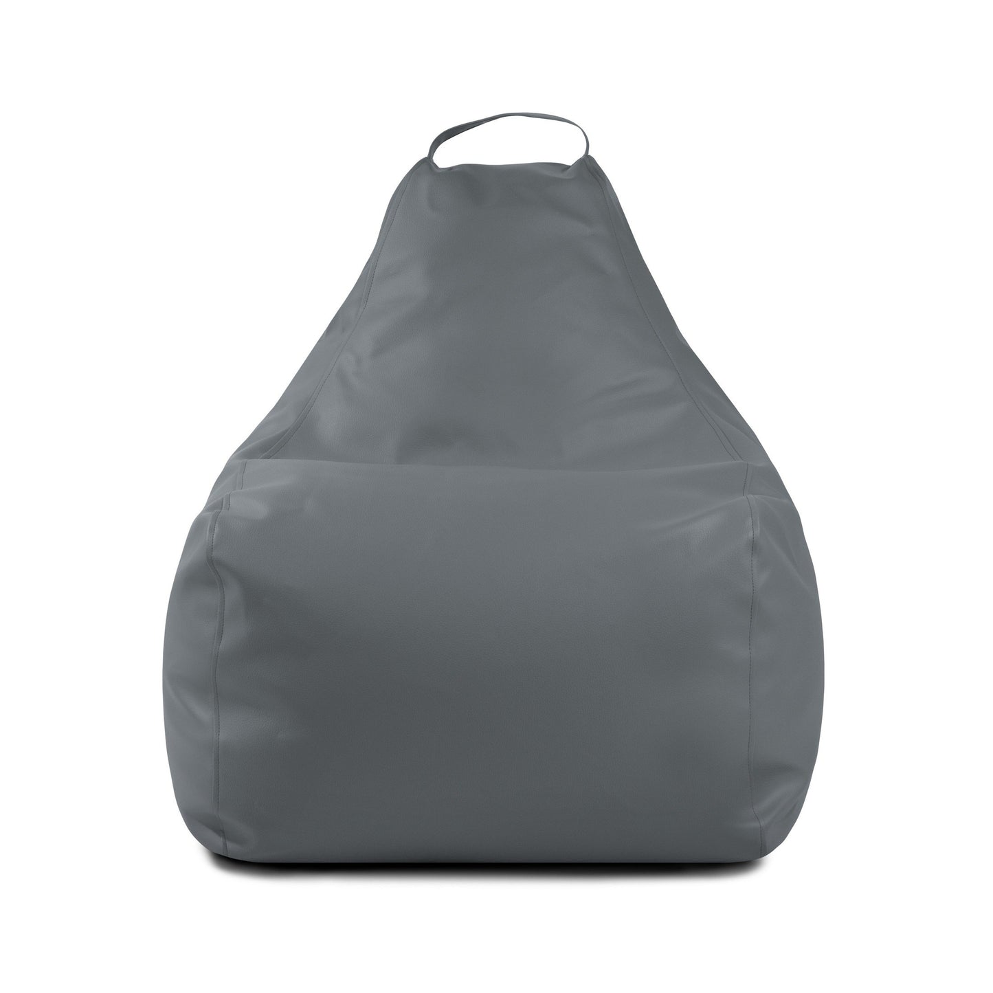 El Bean bag Play Outside - uso exteriores es una silla gris lisa con un asa superior, diseñada como un puff impermeable para una mayor durabilidad, que se muestra sobre un fondo blanco.
