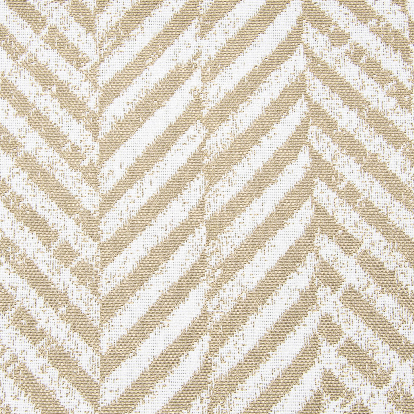 Detalle de tela beige y blanca con estampado chevron, perfecto para el Pouf rectangular de tela estampada compacto y ligero 100×60×45 cm - PLUS 100 ZARZUELA, ideal para dormitorios o salones modernos.