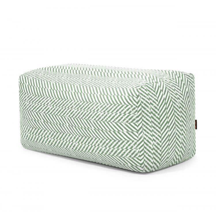 Puf rectangular compacto y ligero, 100×60×45 cm, con tejido estampado-PLUS 100 ZARZUELA. Diseño moderno para dormitorio o salón, mostrado sobre fondo blanco liso.
