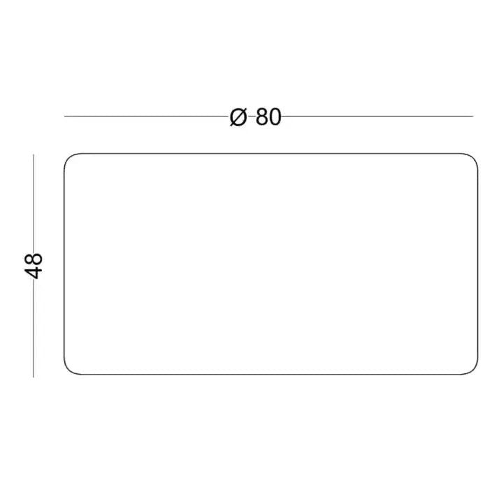 Dibujo técnico de un Puff Redondo Tapizado Redondo con esquinas redondeadas, de 80 unidades de diámetro y 48 unidades de alto, perfecto para proyectos de mobiliario contract o tapizado.