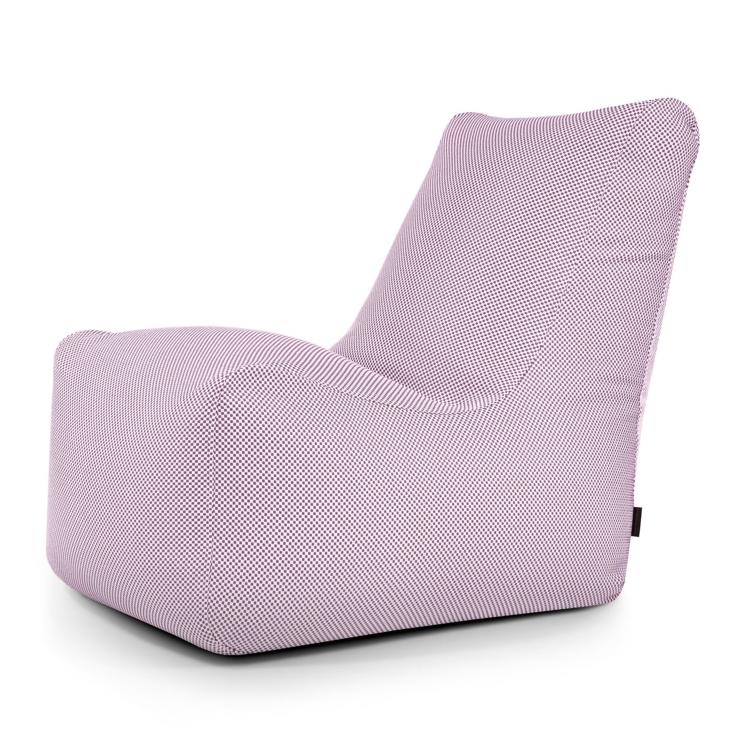 Un Bean bag Seat Capri - uso exteriores de color morado claro con respaldo alto y tejido texturizado, diseñado como un moderno sillón ergonómico, se coloca sobre un fondo blanco.