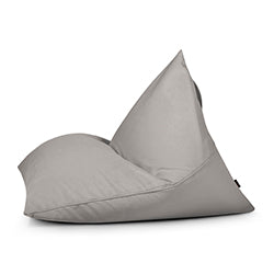 Bean bag puff juvenil de terciopelo velour gris claro 110×130×90 cm de RAZZ BARCELONA se muestra de lado sobre fondo blanco, destacando su estilo moderno, ideal para salón, dormitorio o espacios chill-out.