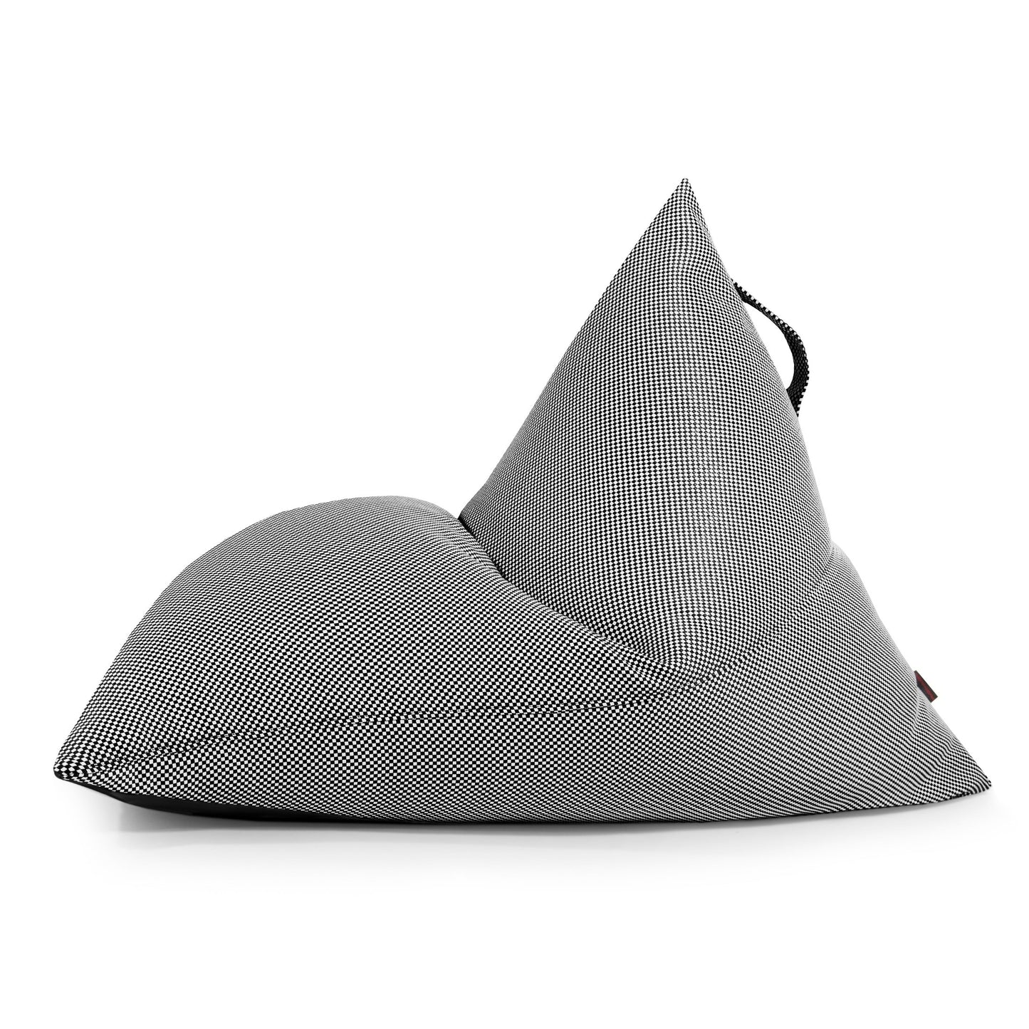 El Bean bag puff juvenil de tela repelente al agua 110×130×90 cm RAZZ CAPRI tiene un respaldo triangular, práctica asa, y funda OEKO-TEX-perfecto para espacios modernos de interior o exterior.