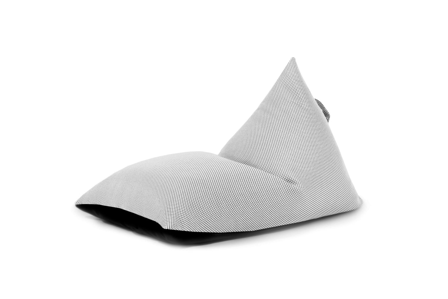 El puff infantil Bean bag RAZZY CAPRI (75×110×65 cm), fabricado con tejido hidrófugo para uso exterior, ofrece un asiento ergonómico para los niños. Diseño moderno sobre fondo blanco.
