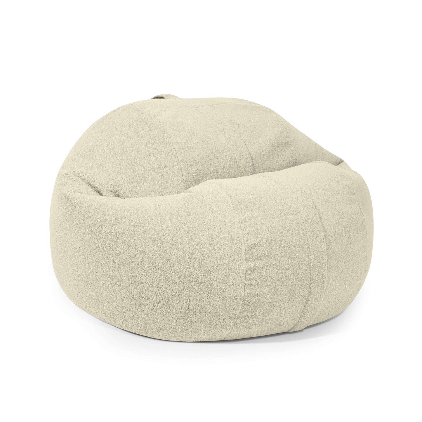 El Puff gigante redondo de tejido borreguito 135×135×50 cm ROLL 135 TEDDY es moderno, suave y cómodo; su forma sobrellenada y textura beige lo hace ideal como mobiliario funcional para el salón o cualquier espacio.