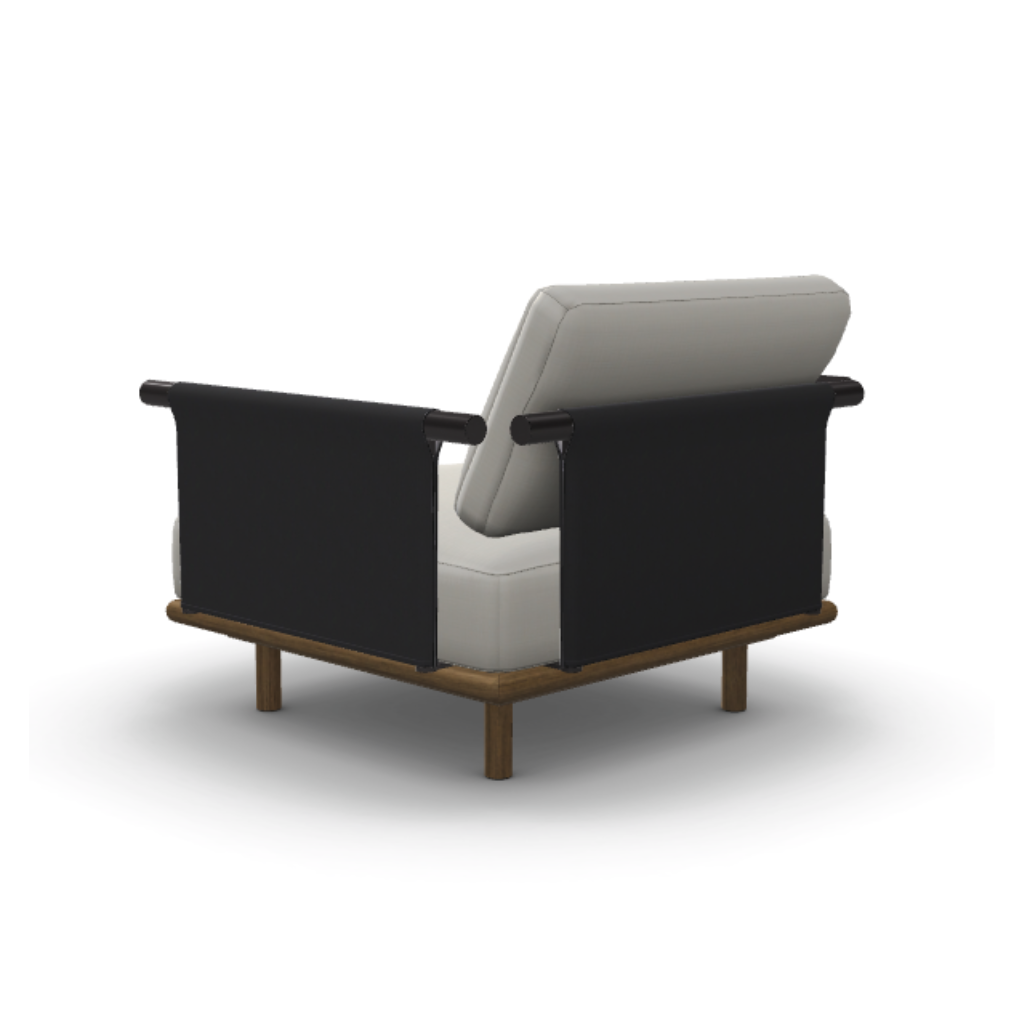 Sillón de exterior SAMBA gris antracita 90×90×64 cm, moderno, ideal para terraza o jardín, hecho de teca y aluminio para mayor durabilidad.