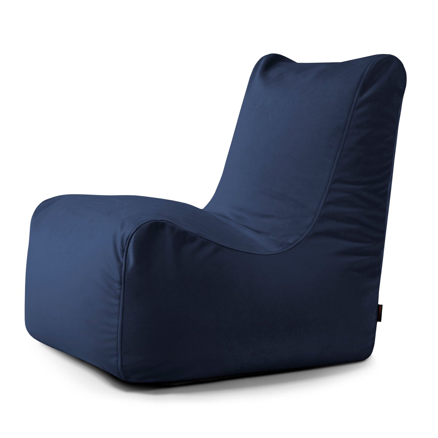 Un Bean bag Seat Barcelona en azul marino, con respaldo alto y asiento ergonómico curvado, sobre fondo blanco.