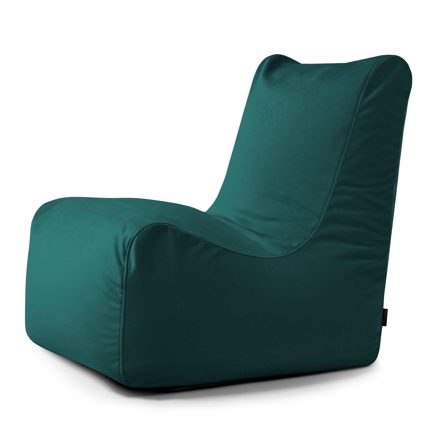 El Bean bag Seat Barcelona, un puff ergonómico verde oscuro con respaldo alto y sin reposabrazos, se muestra sobre un fondo blanco.