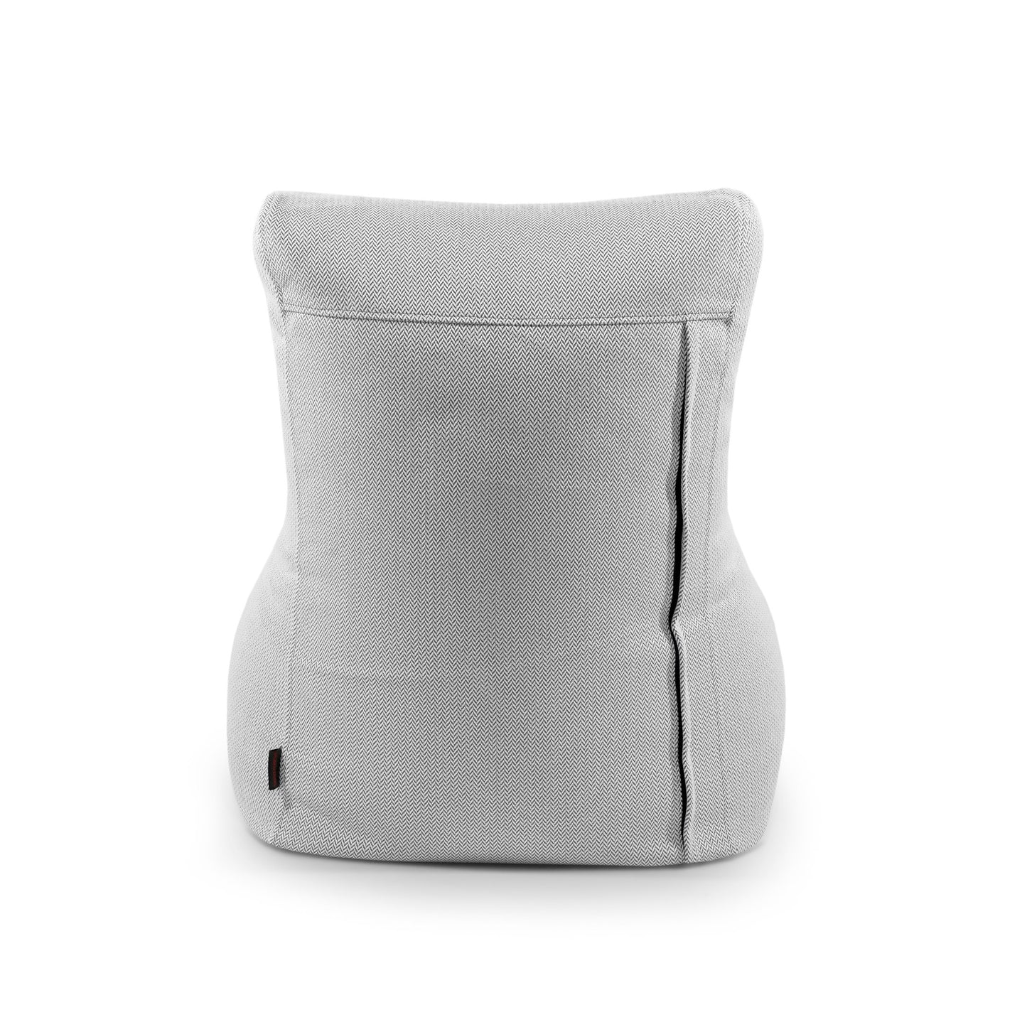 El Bean Bag Seat Canaria - uso exteriores se muestra de espaldas en tejido gris claro sobre fondo blanco, añadiendo un toque de estilo a sus muebles de exterior.