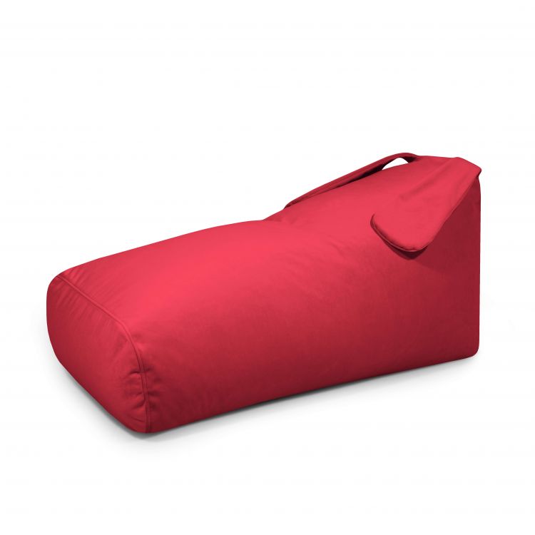 A SNUG LONG 130 BUNNY BARCELONA bean bag puff infantil de foam y terciopelo (130×70×60 cm), ideal para dormitorio o sala de juegos, se muestra sobre fondo blanco con asa integrada.