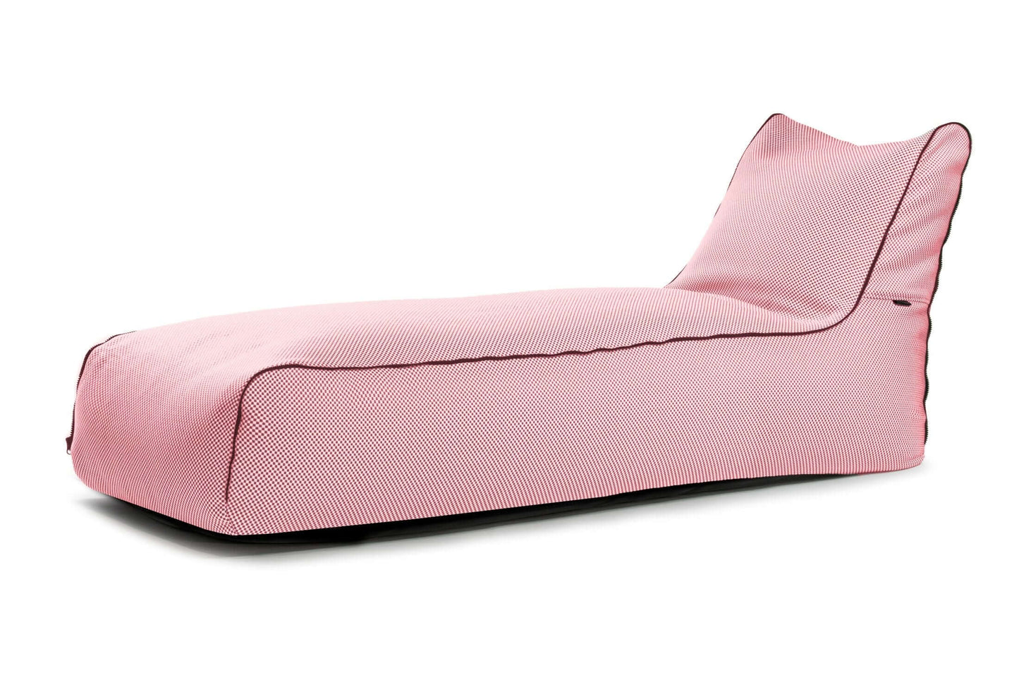 La Bean Bag Sunbed Zip Capri es una moderna tumbona rosa con tejido texturizado, exterior abullonado y respaldo inclinado, perfecta para exteriores.