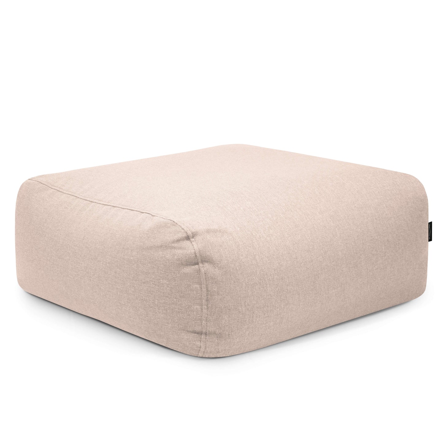El Puf cuadrado TUBE 80 RIVIERA de tejido repelente al agua y lavable (85×85×38 cm), moderno, beige, ideal como asiento extra o para relajarse, apto para interior y exterior.