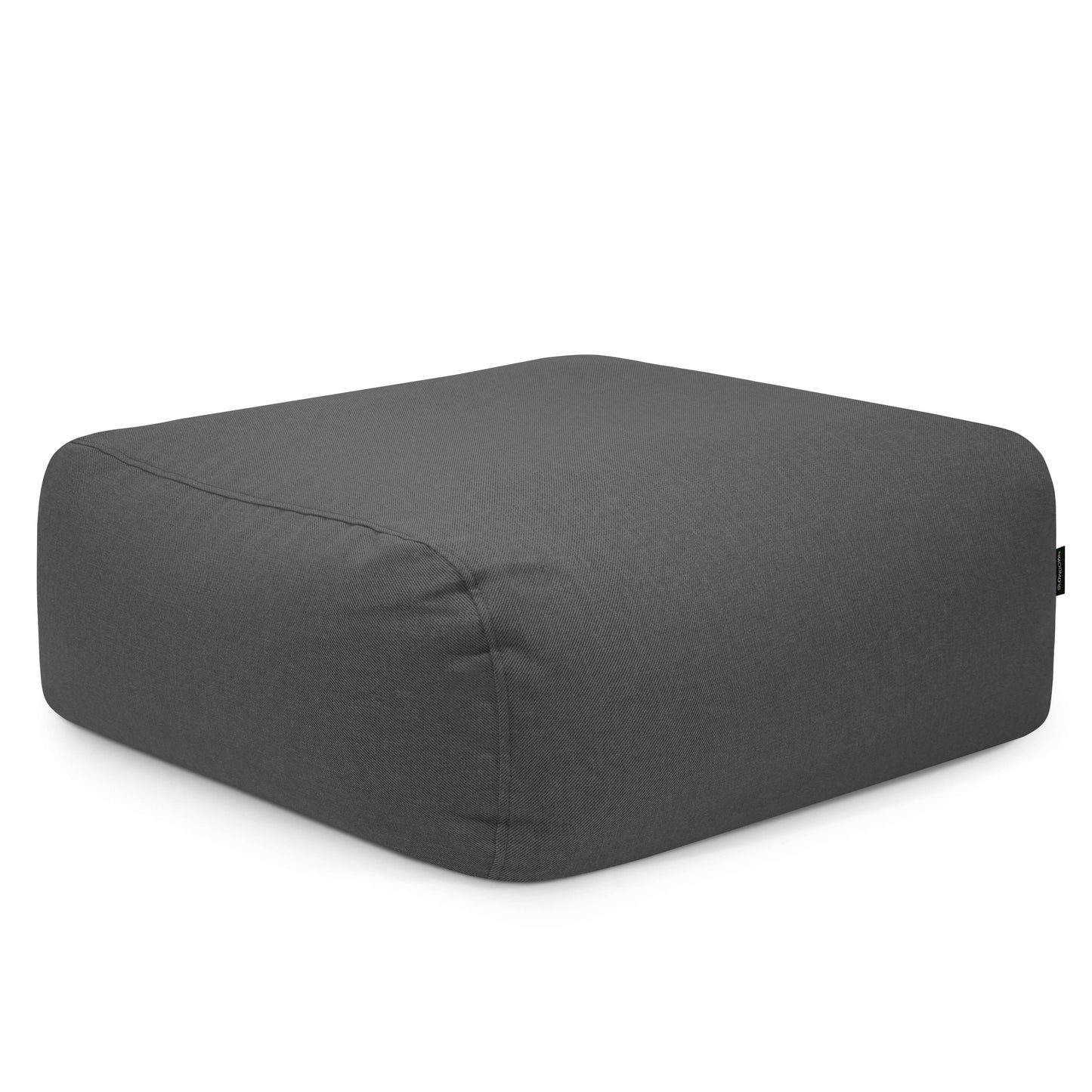 El puf cuadrado TUBE 80 RIVIERA de 85×85×38 cm, moderno y de tejido lavable y repelente al agua, sirve como asiento extra ergonómico para interior o exterior, presentado sobre un fondo blanco.