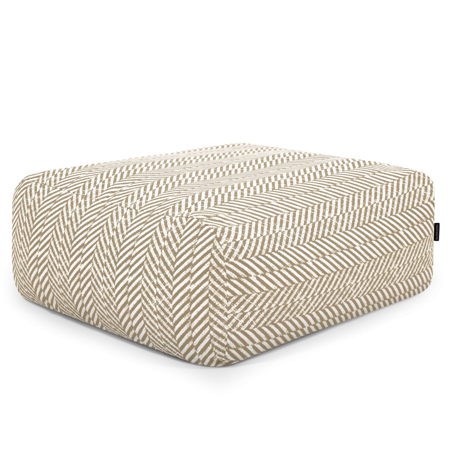 Puf cuadrado TUBE 80 ZARZUELA de tejido estampado lavable y resistente al sol, 85×85×38 cm, ideal como asiento ergonómico o pouf moderno para interior o exterior, con diseño contemporáneo perfecto para cualquier ambiente.