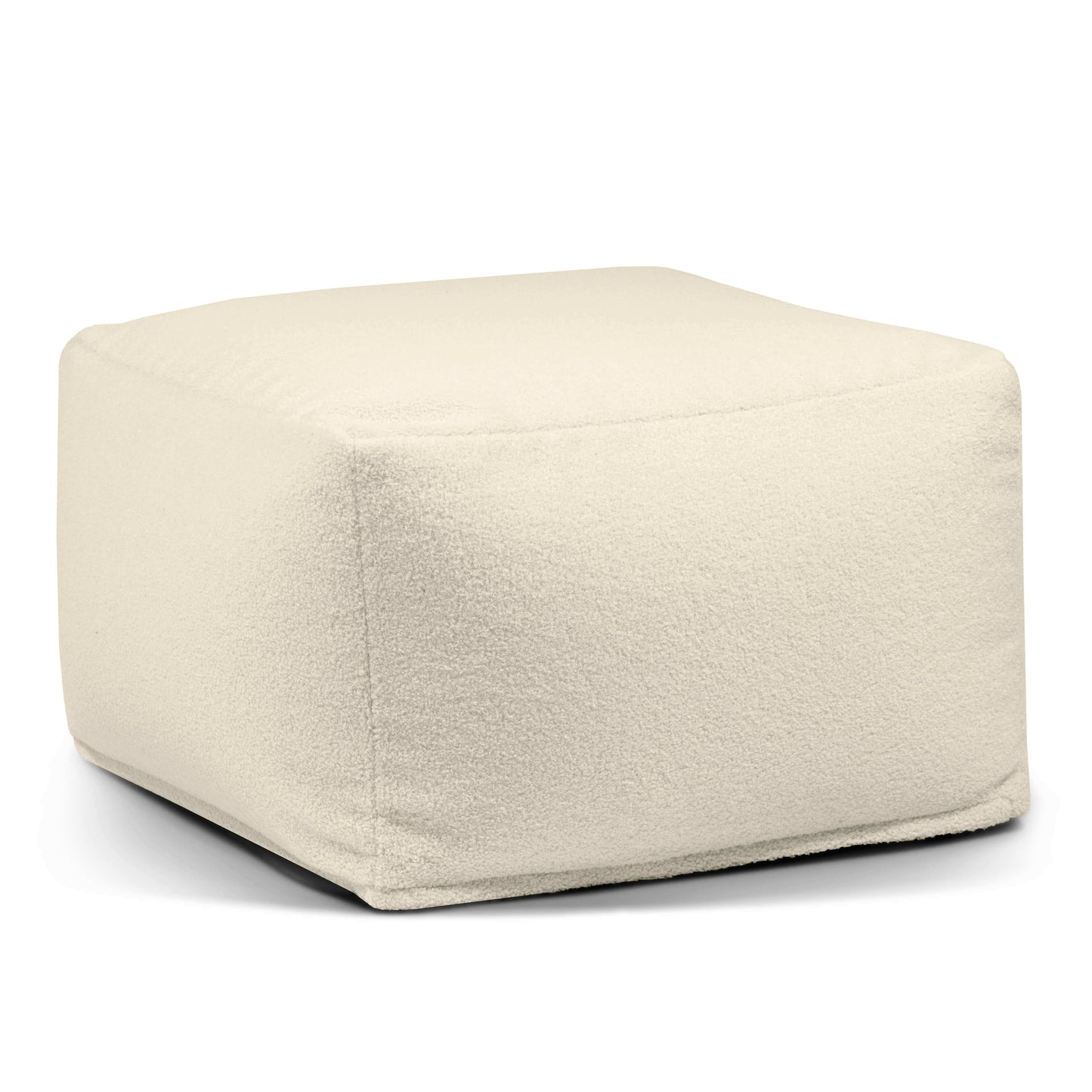 El Puff cuadrado de tejido borreguito lavable SOFTBOX TEDDY (70×70×40 cm) ofrece comodidad y diseño compacto en tela suave, ideal para salón o dormitorio, presentado sobre fondo blanco.