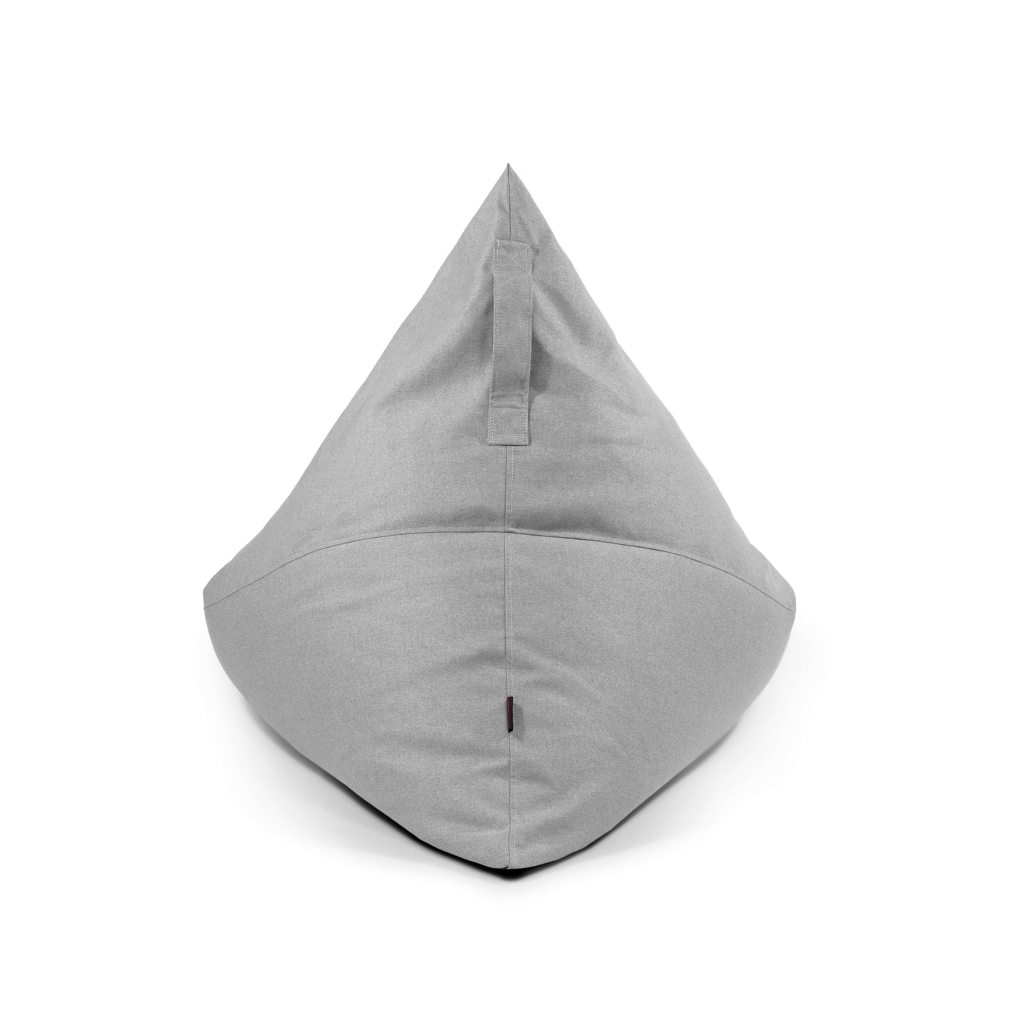 Un Bean Bag grande gris Razzmatazz Nordic (155×120×95 cm), moderno y lavable, con asa superior y diseño escandinavo, ideal para salón, dormitorio o terraza cubierta, mostrado sobre fondo blanco.