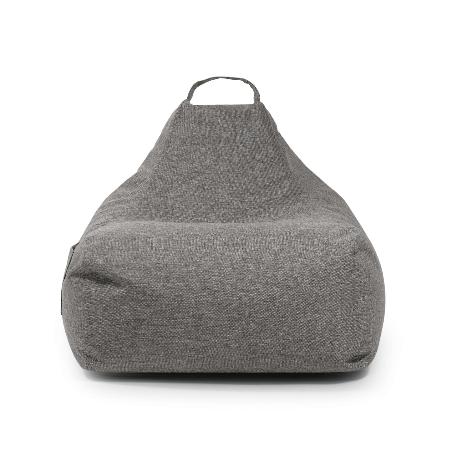 El Bean bag Game Home es un sillón puff infantil de tela gris con respaldo y asa superior, que se muestra sobre un fondo blanco.