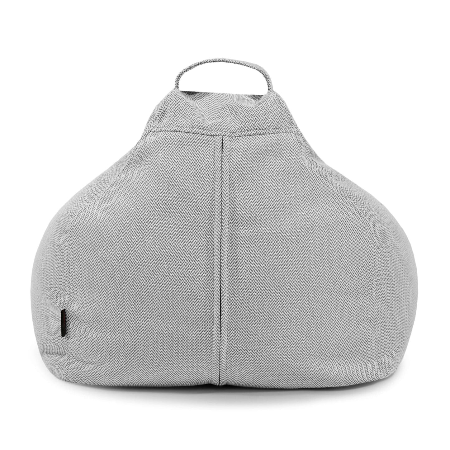 El Bean bag Game Canaria - uso exteriores es un puf infantil gris claro con textura y asa superior, mostrado de frente sobre fondo blanco.