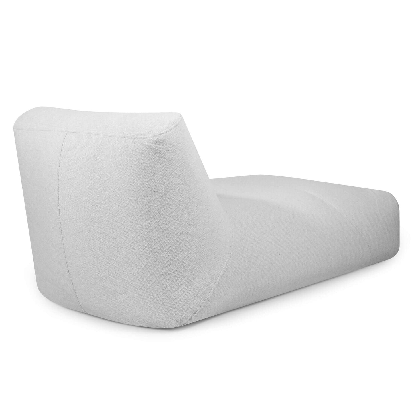 El Bean Bag Tube 100 Daybed Dunes, diseñado para su uso en exteriores, presenta un moderno aspecto blanco sin brazos con un respaldo bajo y un estilo minimalista, ideal como mueble terraza chic o emparejado con su colección Daybed Dunes favorita.