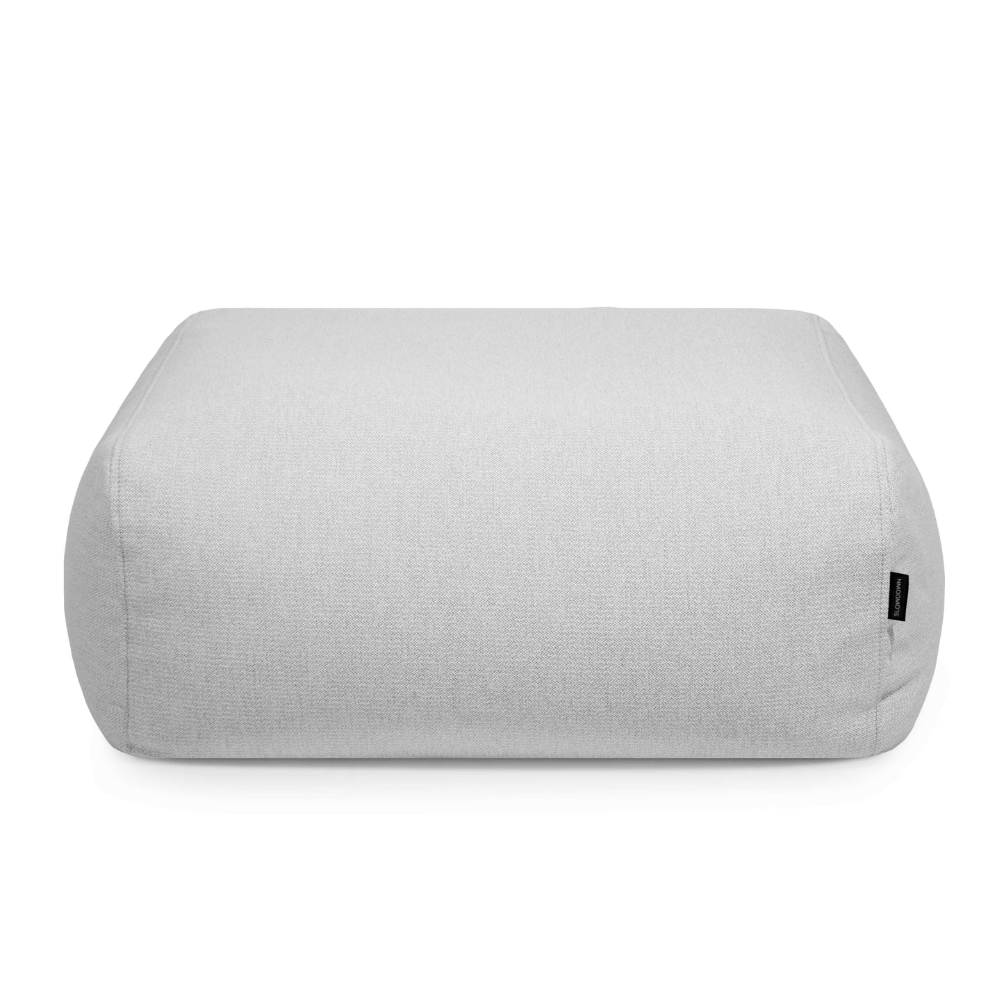 El Puf cuadrado de tejido transpirable y lavable 85×85×38 cm TUBO 80 DUNES es un asiento moderno y minimalista en gris claro, ideal como ottoman o Bean Bag Tube Pouf para interiores y exteriores.