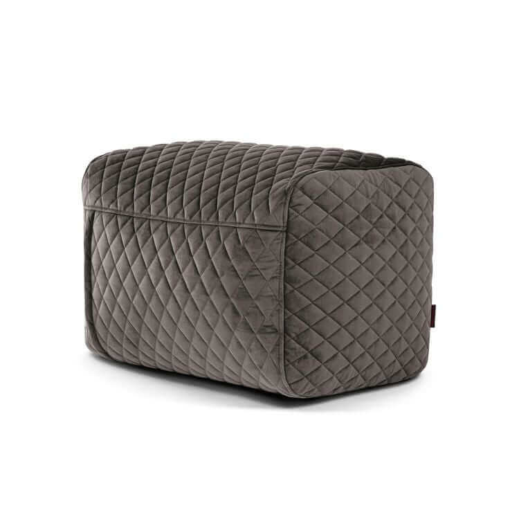 Puf rectangular de terciopelo acolchado, compacto y ligero, de 70×60×45 cm, en moderno gris oscuro-PLUS 70 LURE LUXE-perfecto para la comodidad y el estilo del dormitorio o el salón.