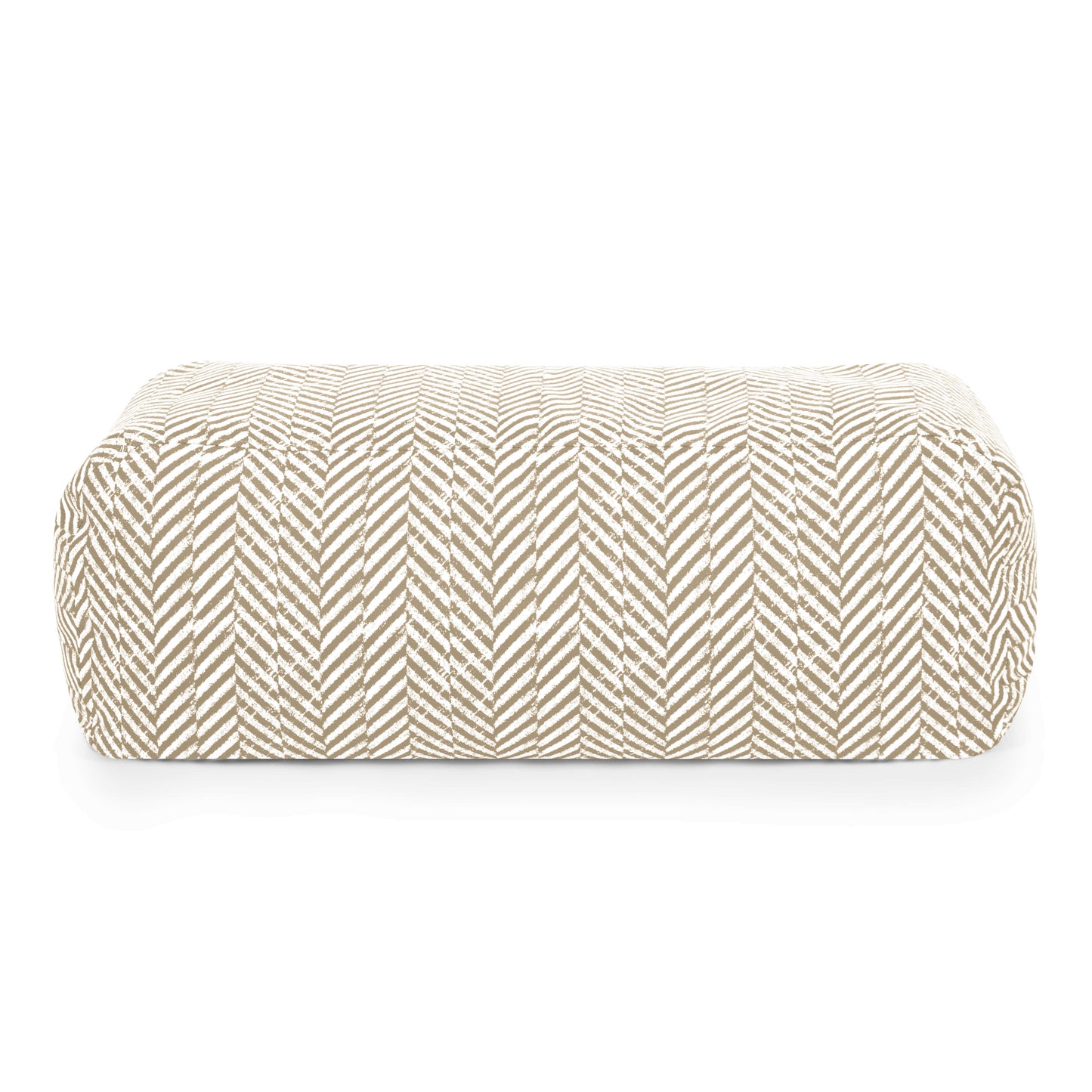 Otomana rectangular beige con tela de espiga blanca, ideal como asiento adicional o para combinar con el puf Tube 100 Zarzuela (uso exterior). Se muestra sobre fondo blanco.