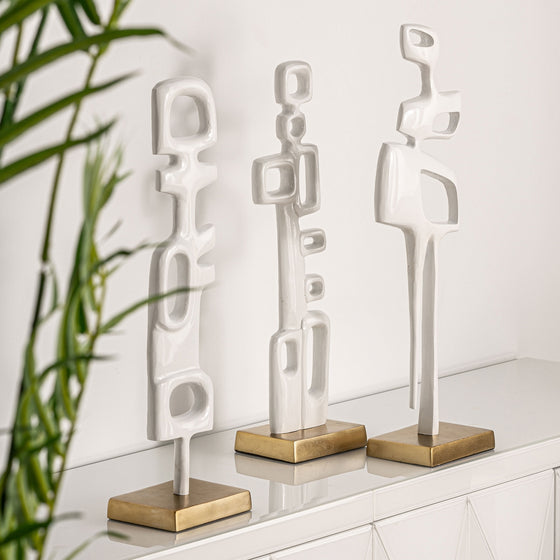 Figura decorativa de aluminio blanco y dorado Hubble