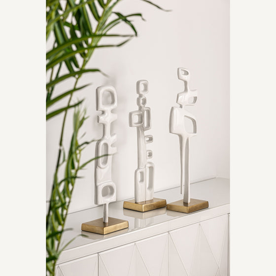 Figura decorativa de aluminio blanco y dorado Hubble