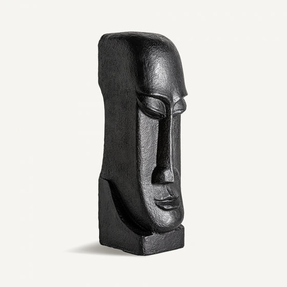 Escultura de cara en cemento negro Ingela