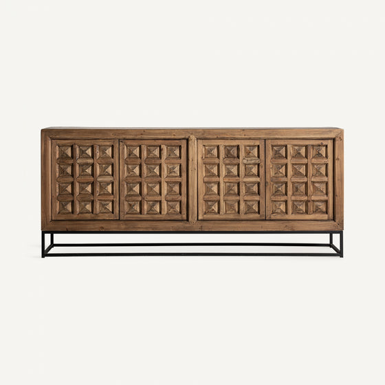 Aparador art deco en madera de pino reciclada (206x45x88 cm) Freiberg