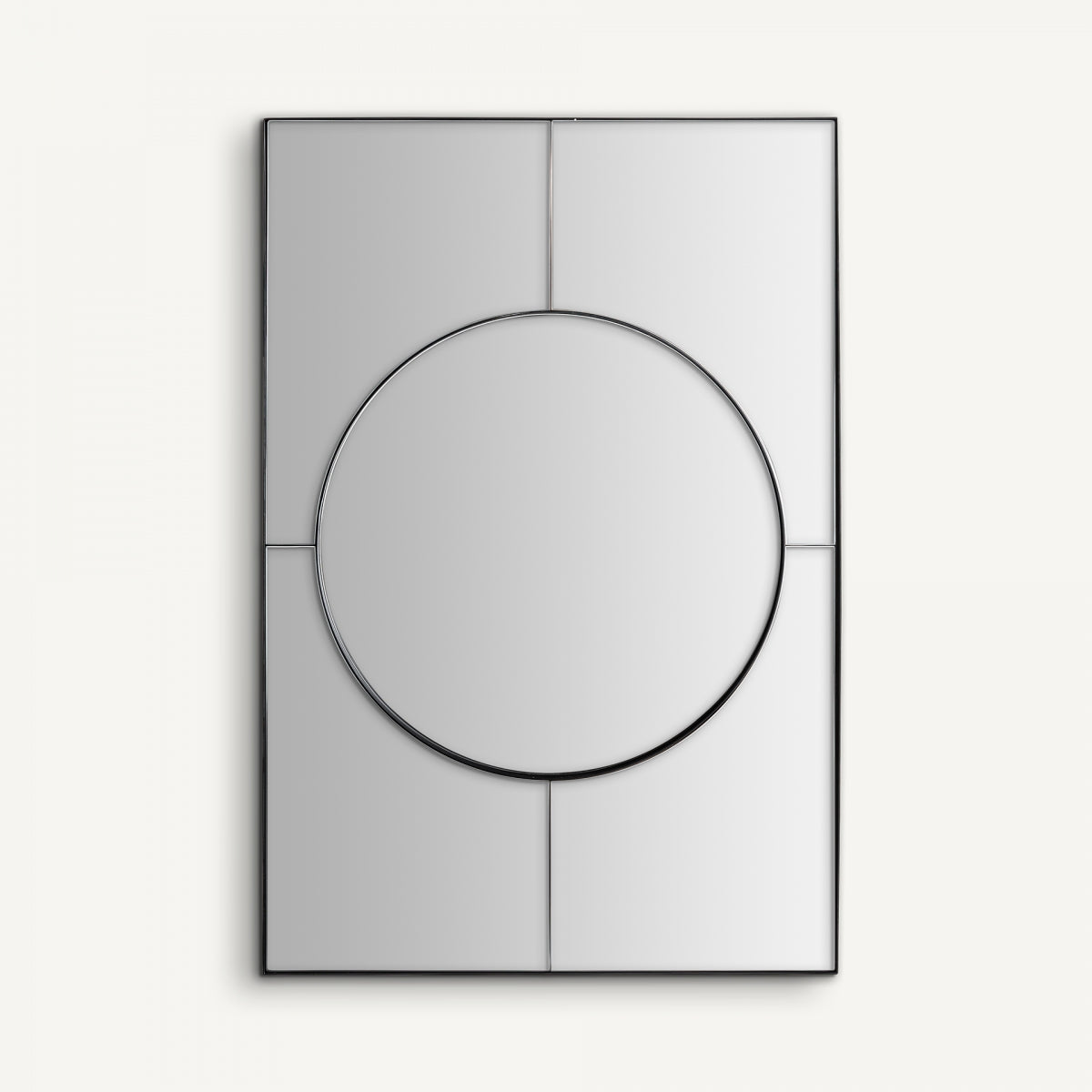 El Espejo art déco en madera y hierro negro (61x91 cm) Ferdi, con diseño geométrico y líneas rectas, aporta un toque chic y realza la luminosidad en tus espacios gracias a su estilo moderno.
