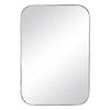 El Espejo metal cristal moderno Elegante presenta un elegante estilo moderno con una forma rectangular, esquinas redondeadas y un delgado marco negro, lo que lo hace perfecto para cualquier decoración del hogar.