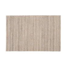  La Alfombra en Yute y Algodón Taupe Amanecer presenta una textura beige claro con rayas verticales tejidas sobre un fondo blanco, ideal para realzar cualquier decoración de interiores.