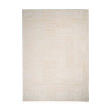  La Alfombra en Poliéster y Yute Beige Albor es una alfombra rectangular de color beige con un sutil estampado geométrico, ideal para la decoración del hogar.