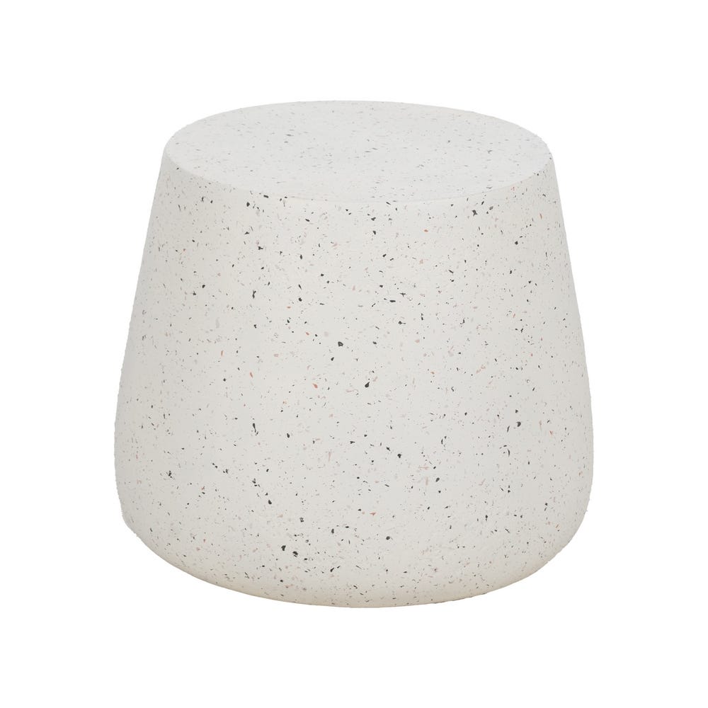 La Mesa auxiliar en Fibra de magnesio Blanca Martina es un taburete robusto de color blanco moteado con una tapa redonda y plana y lados suavemente afilados (Ø47 x 51).