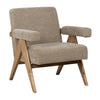 Descubre el Sillón en Tejido y Madera Dalian, un sillón tapizado en color beige con estructura de madera y patas en ángulo, que ofrece un diseño moderno y un confort excepcional.
