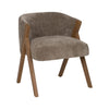La Silla de Comedor en Madera de Abedul y tapizada Nina es una silla tapizada en gris con patas y apoyabrazos de madera, diseñada en un elegante estilo de diseño moderno y elaborada con resistente madera de abedul.