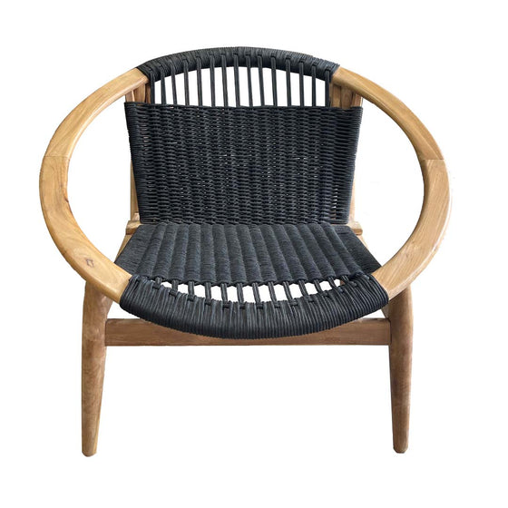 Sillón en Madera de Teca y Cuerda Bola Black