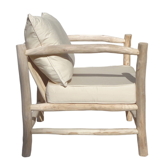 Sillón en Teca y Cojín de Algodón Arthur