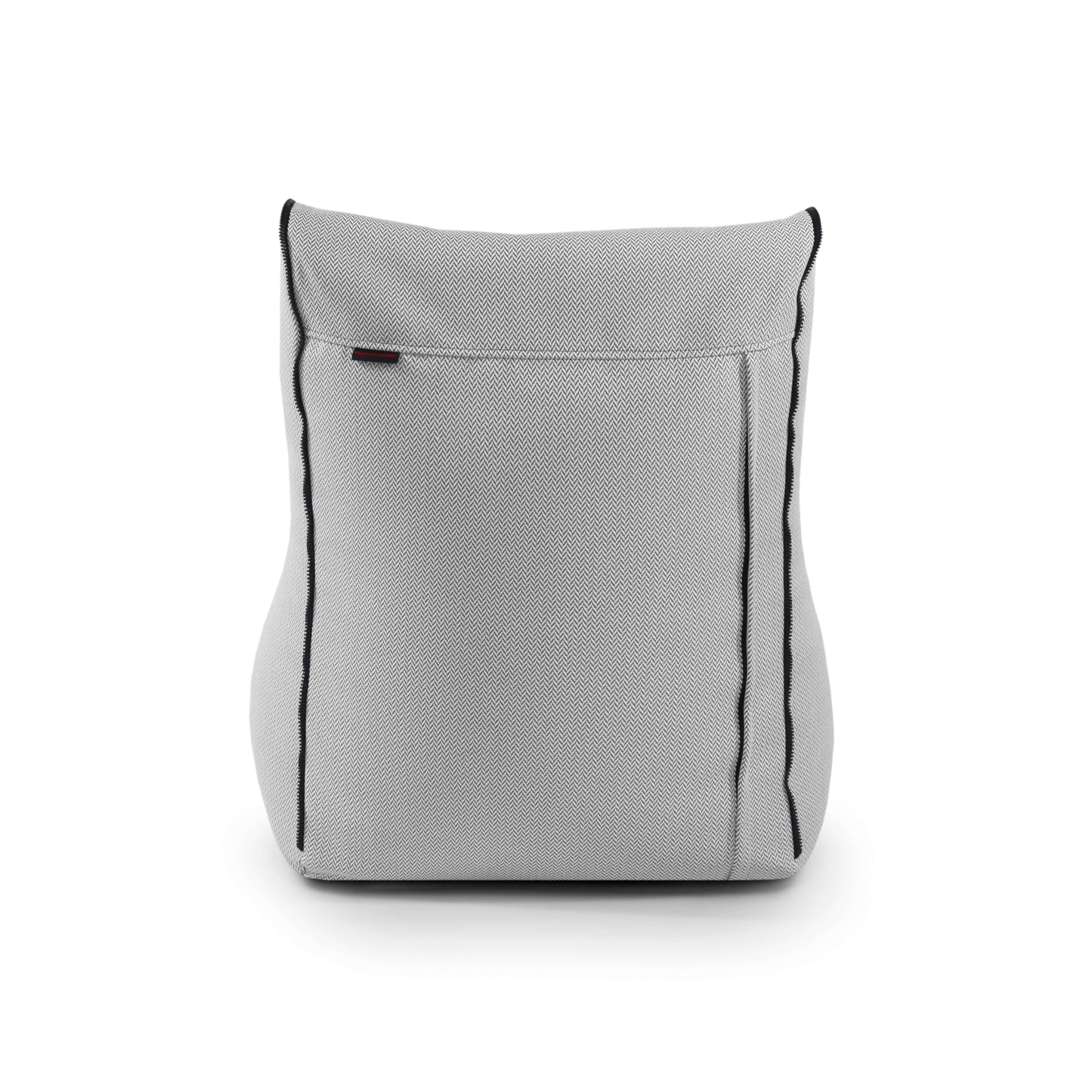 El Bean bag Lounge Zip Canaria - uso exteriores es un sillón modular puff de tela gris con ribete negro, diseñado como asiento ergonómico y mostrado sobre fondo blanco.