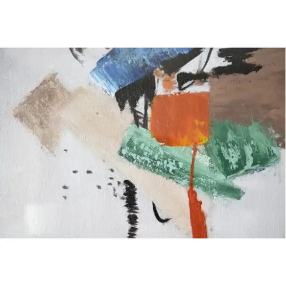 A Cuadro Abstracto Trazos N.10, cuadro abstracto naranja, verde y azul perfecto para decoración e interiorismo.