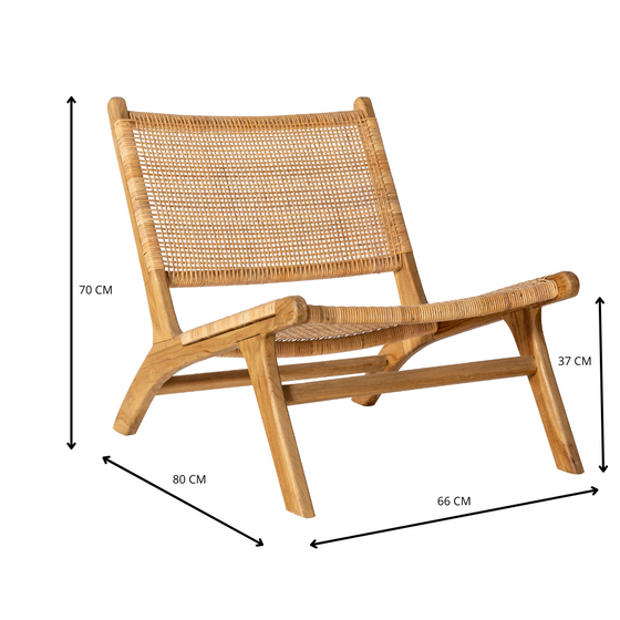 Butaca en madera de Teca y Ratán Komodo