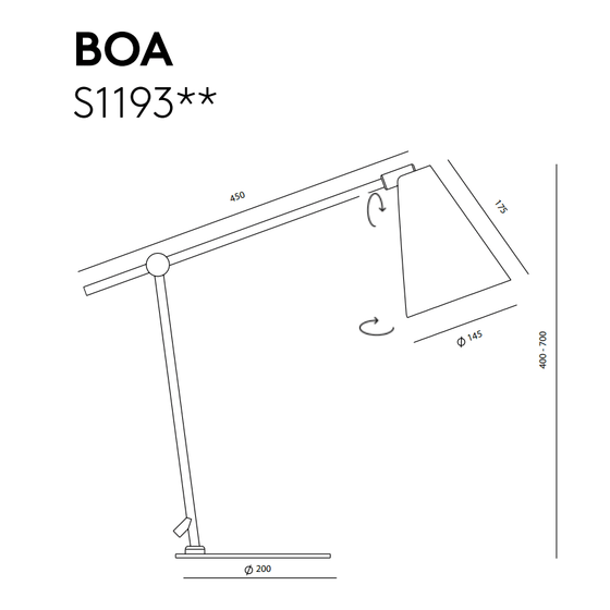 Lámpara de Mesa Articulada Boa