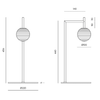 Dibujos técnicos de dos diseños de Lámpara de mesa Doul mostrando dimensiones y estructura desde una vista lateral, centrándose en el diseño contemporáneo.