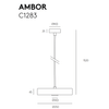 Esquema técnico de una luminaria colgante denominada "Lámpara de techo Ambor 3 x G9", mostrando su diseño minimalista. Se indican las dimensiones: altura total 1520 mm, ancho superior 80 mm, ancho inferior 250 mm, altura de la parte inferior 45 mm y altura de la sección central 25 mm. Ideal para iluminación dirigida.