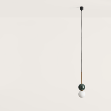 La minimalista Lámpara de techo Dalt 1 X G9 cuelga elegantemente con su cable negro, presenta una elegante esfera negra y una bombilla blanca brillante, perfecta para la iluminación interior moderna.