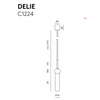 Esquema de una Lámpara de techo Delie 1XG9 5W que muestra unas dimensiones: alto máximo 3000mm, secciones de 60mm, 100mm y 200mm respectivamente y un diámetro de 40mm. Este diseño refinado garantiza tanto el atractivo estético como la sostenibilidad en su construcción.